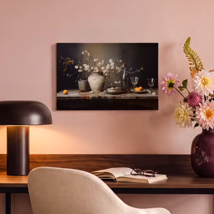 Canvas schilderij - Stilleven - Bloemen - Boeket - Vaas - Wijn — 6