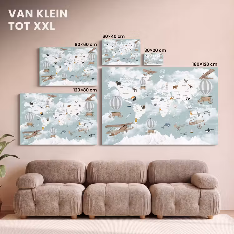 Canvas schilderij - Wereldkaart - Kind - Vliegtuig — 8