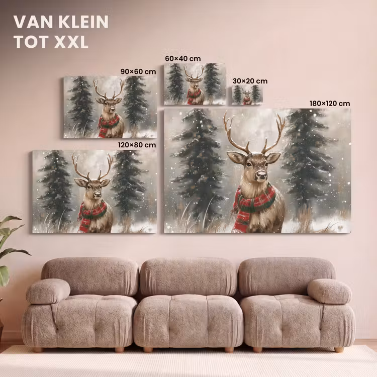 Canvas schilderij - Winter - Bos - Rendier - Donker — 8