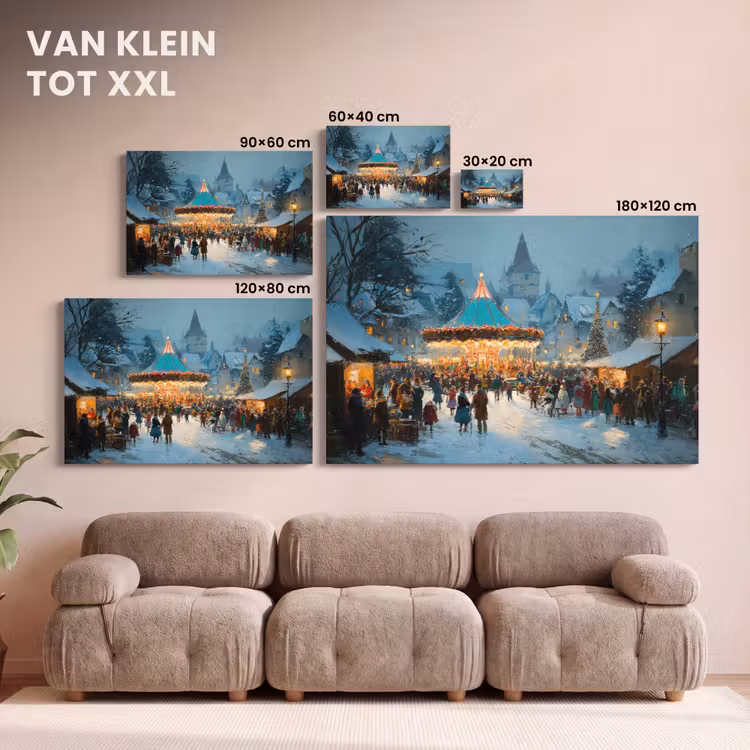 Canvas schilderij - Winterkermis - Dorp - Kleurrijk — 8