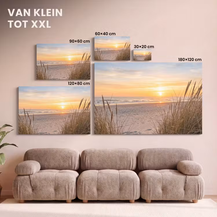 Canvas schilderij - Zonsondergang - Duinen - Zee — 8
