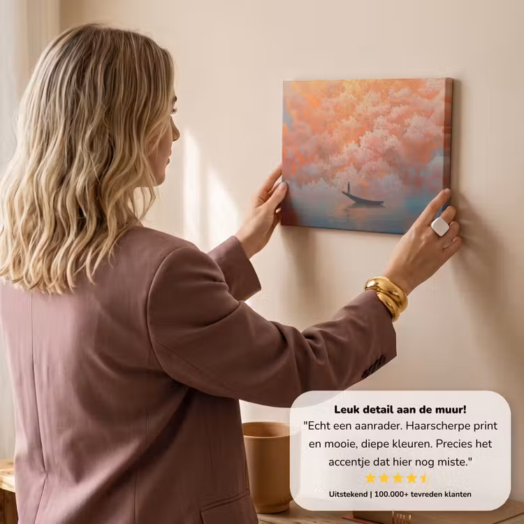 Canvas schilderij - Zee - Boot - Wolken - Oranje — 3