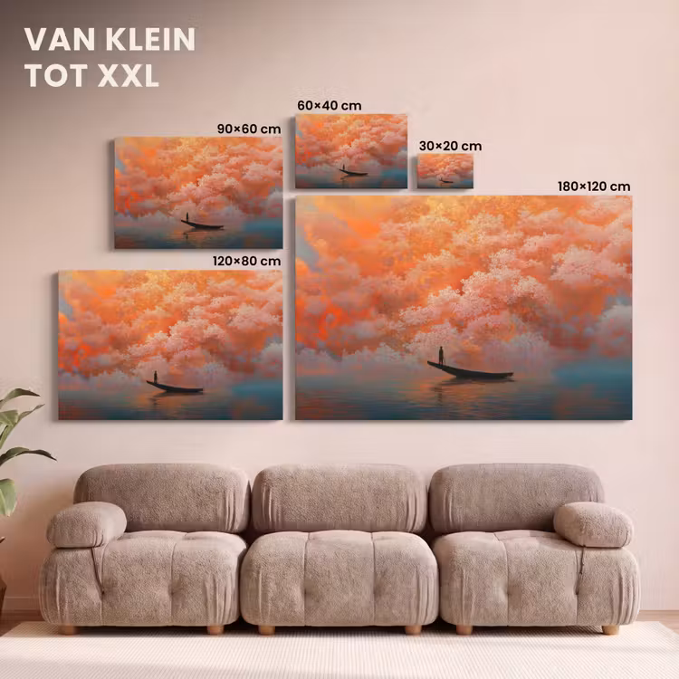 Canvas schilderij - Zee - Boot - Wolken - Oranje — 8