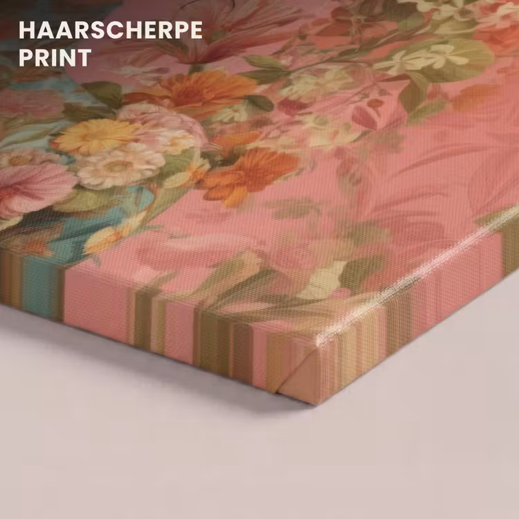 Canvas schilderij - Vrouw - Bril - Roze - Bloemen — 5
