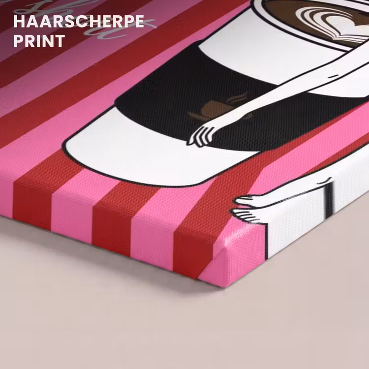 Canvas schilderij - Roze - Strepen - Koffie - Maandag — 5