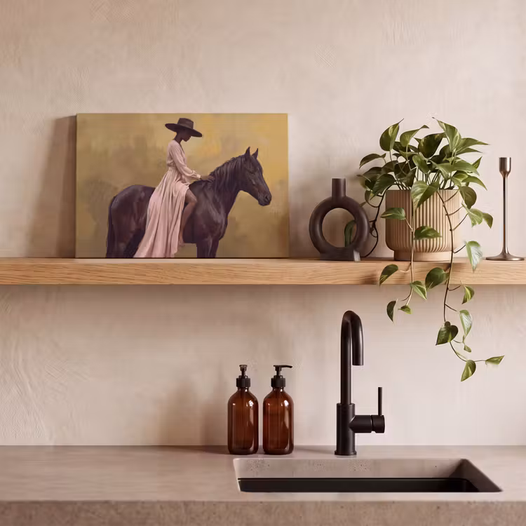 Canvas schilderij - Paard - Klassiek - Oker — 4