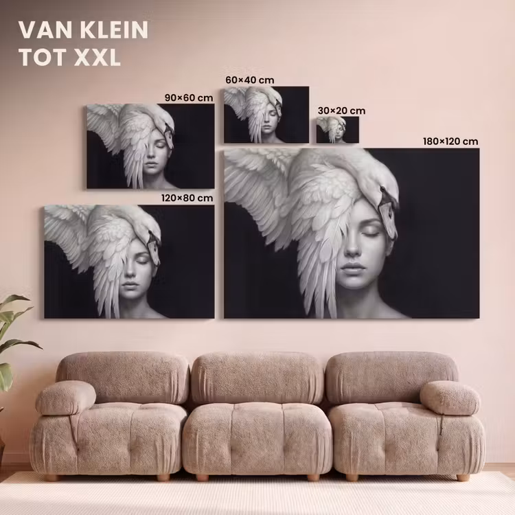 Canvas schilderij - Portret - Zwaan - Zwart - Wit — 8
