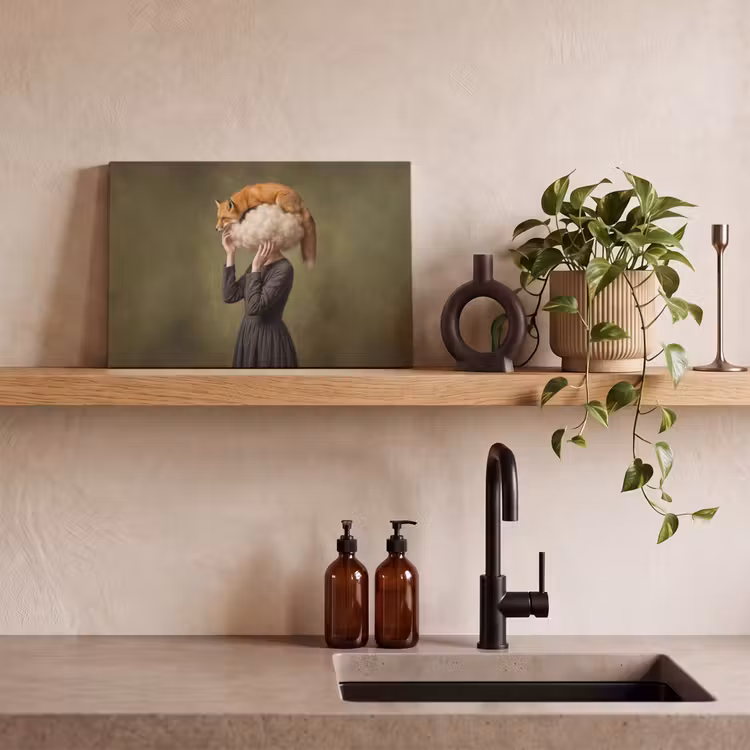 Canvas schilderij - Vos op Wolk Vrouw — 4