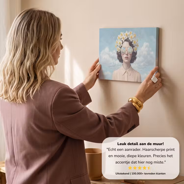 Canvas schilderij - Vrouw - Narcissen - Geel — 3