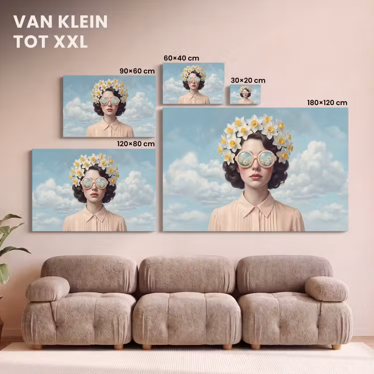 Canvas schilderij - Vrouw - Narcissen - Geel — 8