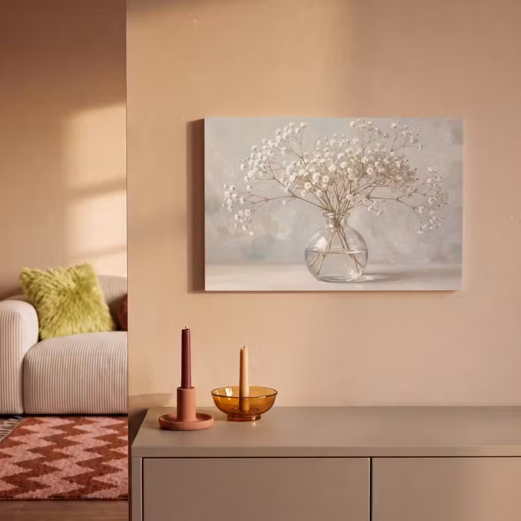 Canvas schilderij - Vaas - Gipskruid - Wit — 2