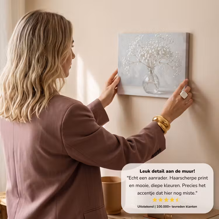 Canvas schilderij - Vaas - Gipskruid - Wit — 3
