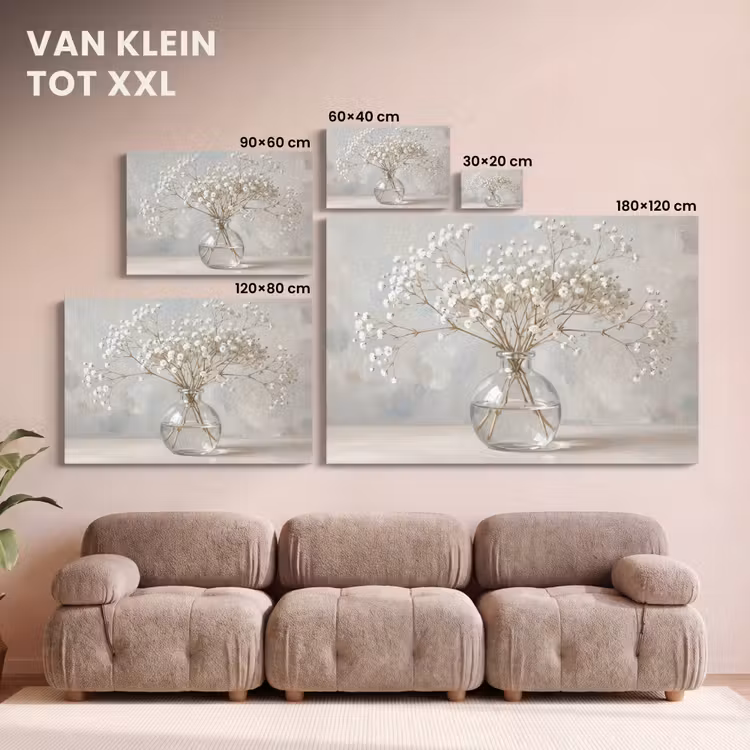 Canvas schilderij - Vaas - Gipskruid - Wit — 8