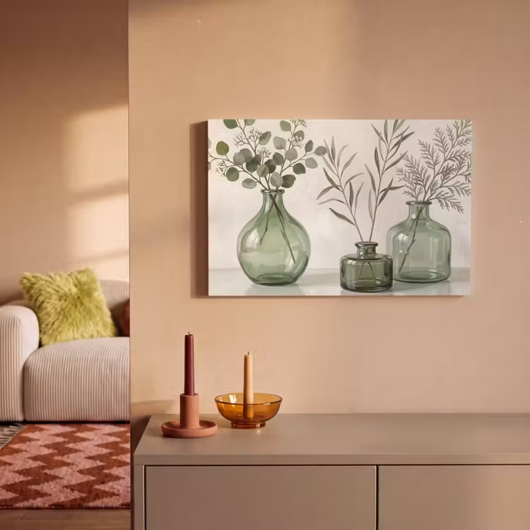 Canvas schilderij - Vazen - Bladeren - Groen — 2