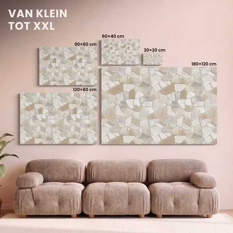 Canvas schilderij - Mozaïek - Stenen - Beige — 8