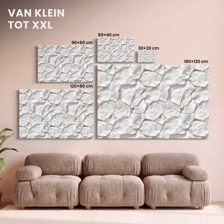 Canvas schilderij - Structuur - Rots - Wit — 8