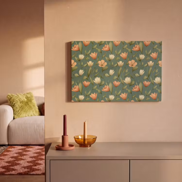 Canvas schilderij - Tulpen Patroon Groen — 2