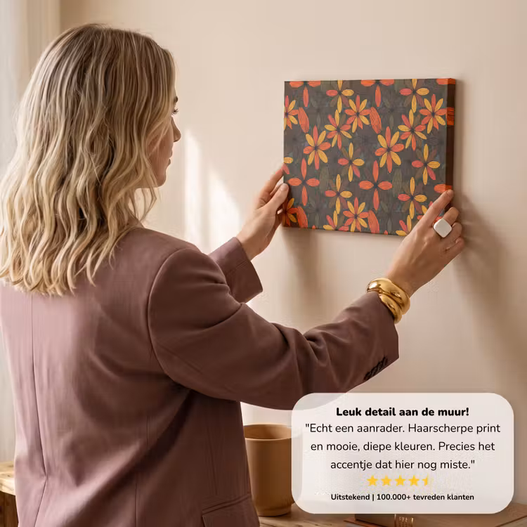 Canvas schilderij - Oranje - Retro - Bloemen - Herfst — 2