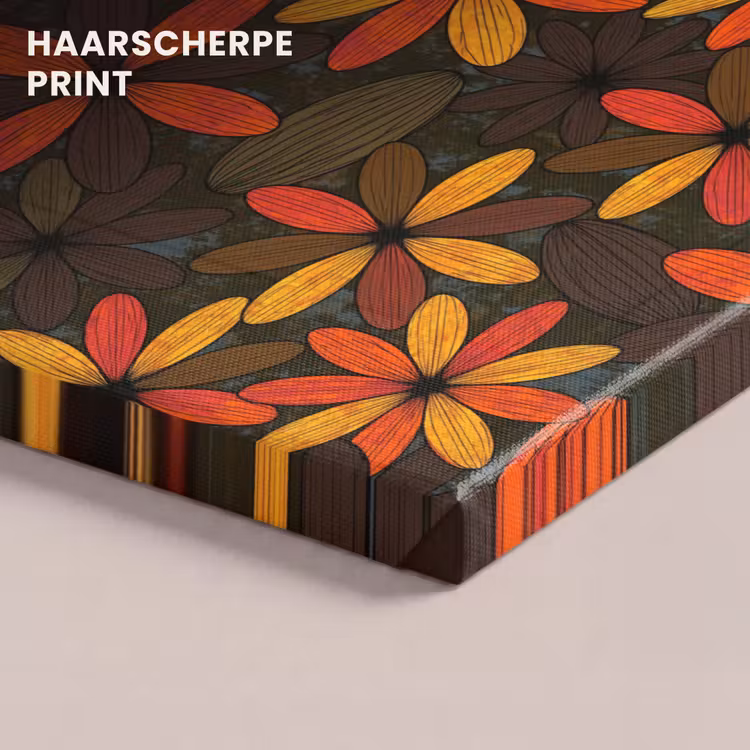Canvas schilderij - Oranje - Retro - Bloemen - Herfst — 4