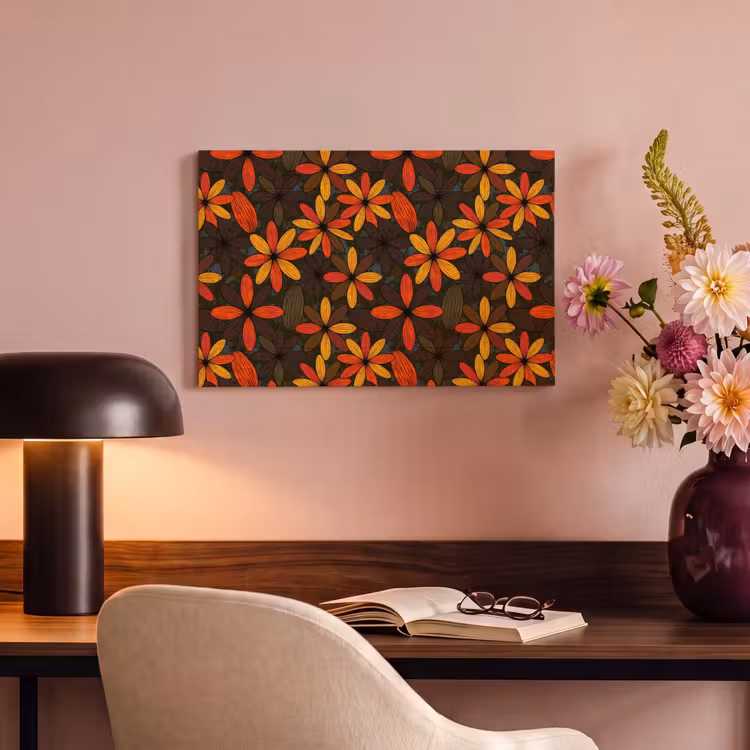 Canvas schilderij - Oranje - Retro - Bloemen - Herfst — 5