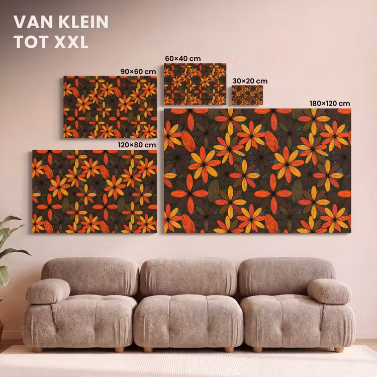 Canvas schilderij - Oranje - Retro - Bloemen - Herfst — 7