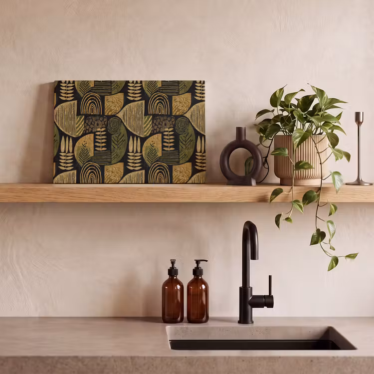 Canvas schilderij - Zwart - Okergeel - Botanisch - Textuur — 3