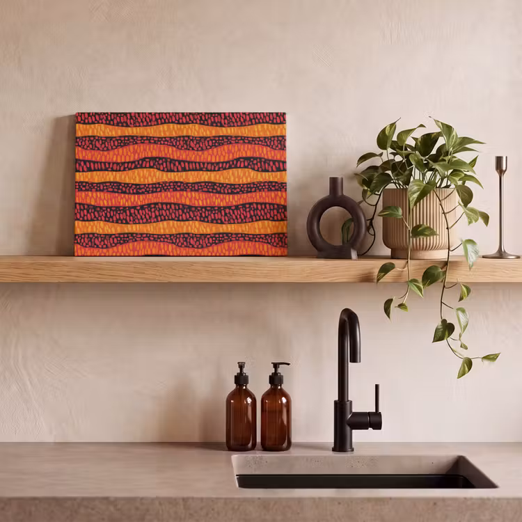 Canvas schilderij - Oranje - Roze - Expressief - Patroon — 3