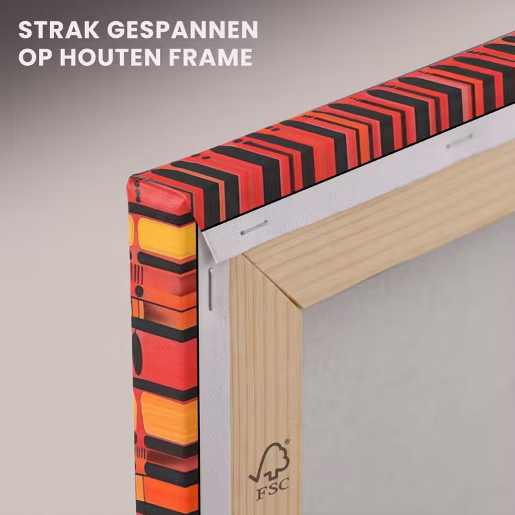 Canvas schilderij - Rood - Oranje - Etnisch - Expressief - Patroon — 6