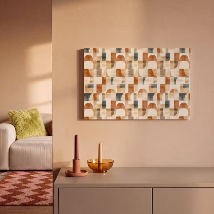 Canvas schilderij - Terracotta - Geometrisch - Aquarel - Textuur — 1