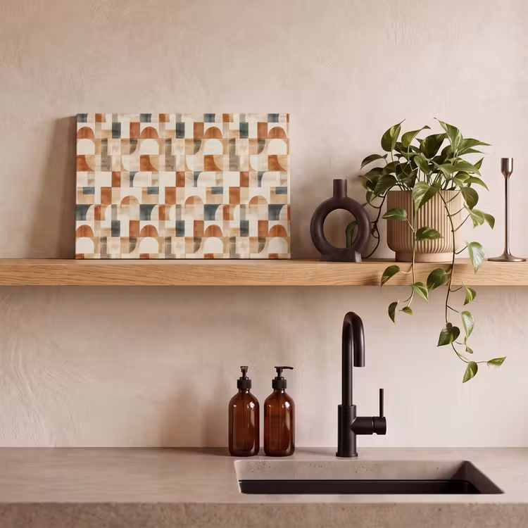 Canvas schilderij - Terracotta - Geometrisch - Aquarel - Textuur — 3