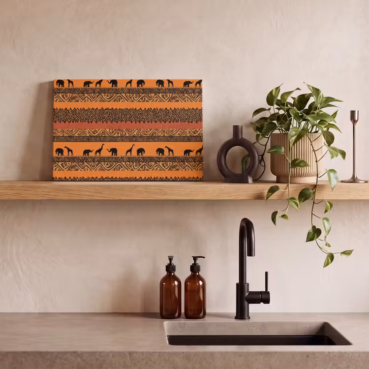 Canvas schilderij - Oranje - Safari - Afrikaans - Dieren - Patroon — 3