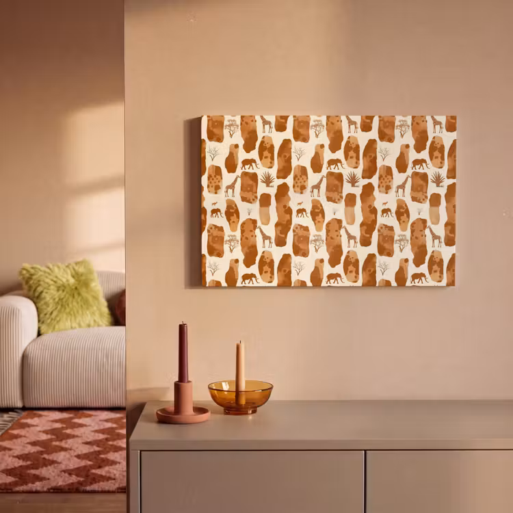 Canvas schilderij - Terracotta - Safari - Dieren - Patroon — 1