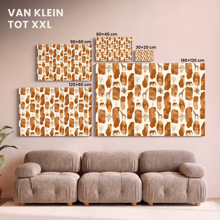 Canvas schilderij - Terracotta - Safari - Dieren - Patroon — 7