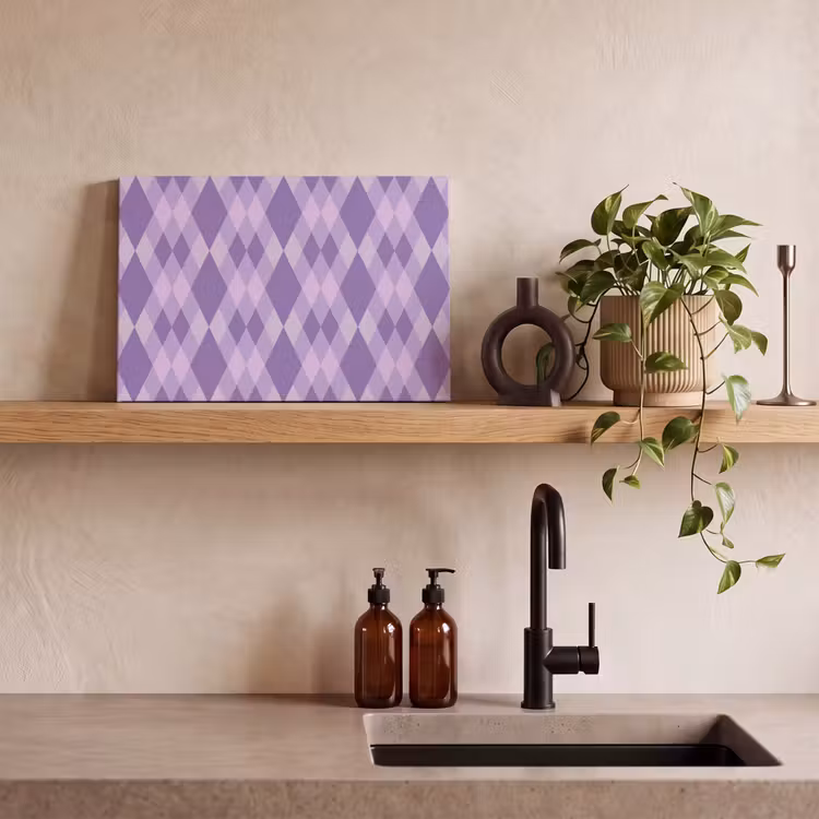 Canvas schilderij - Paars - Geometrisch - Ruiten - Argyle - Patroon — 3
