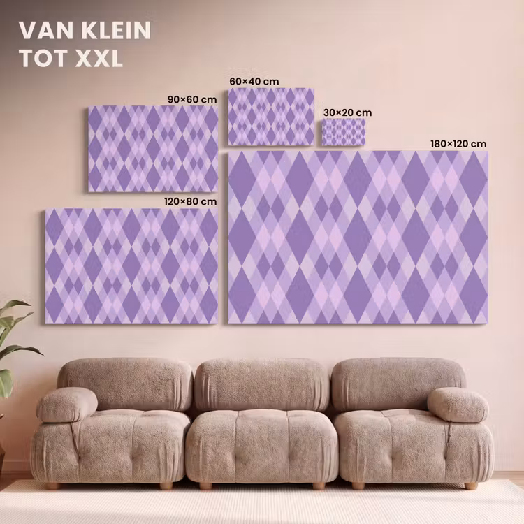 Canvas schilderij - Paars - Geometrisch - Ruiten - Argyle - Patroon — 7