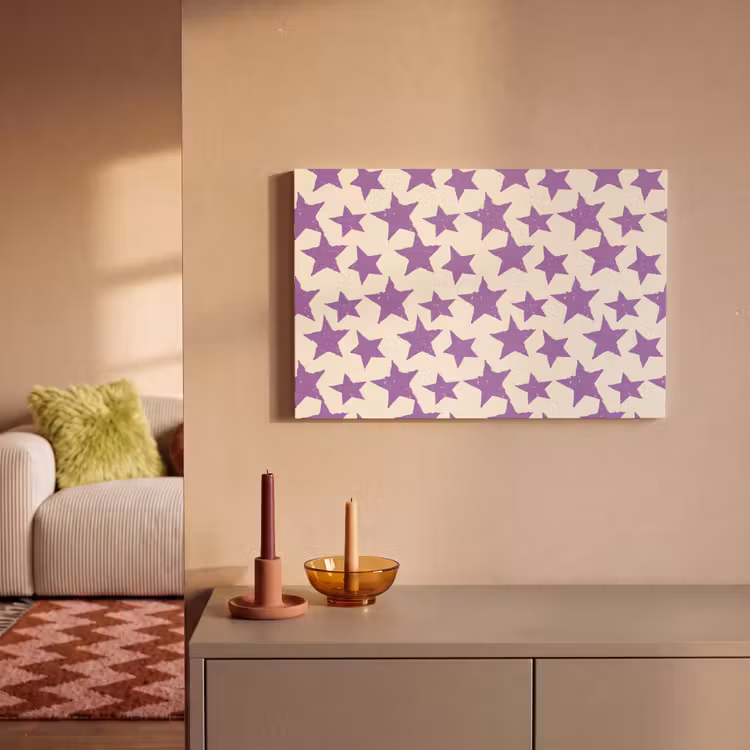 Canvas schilderij - Paars - Geometrisch - Sterren - Stempel - Patroon — 1