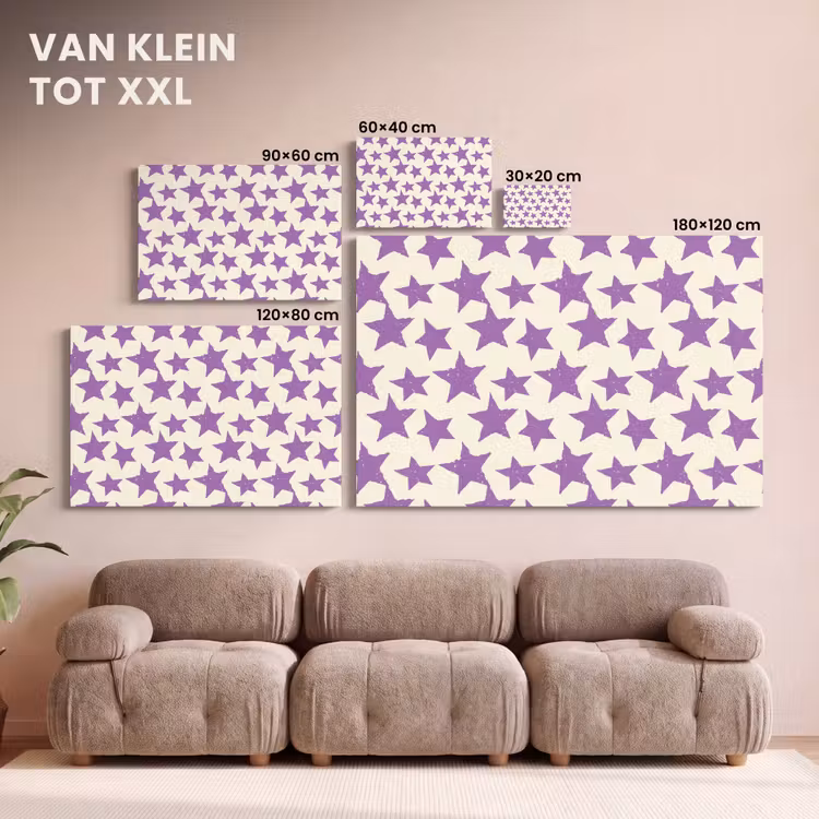 Canvas schilderij - Paars - Geometrisch - Sterren - Stempel - Patroon — 7
