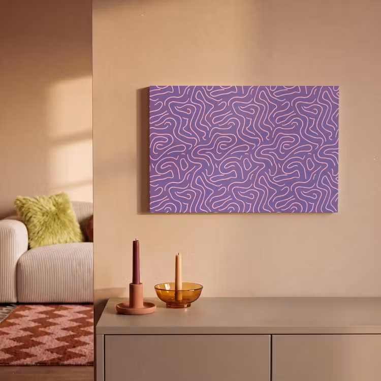 Canvas schilderij - Paars - Roze - Abstract - Lijnen - Doolhof - Patroon — 1