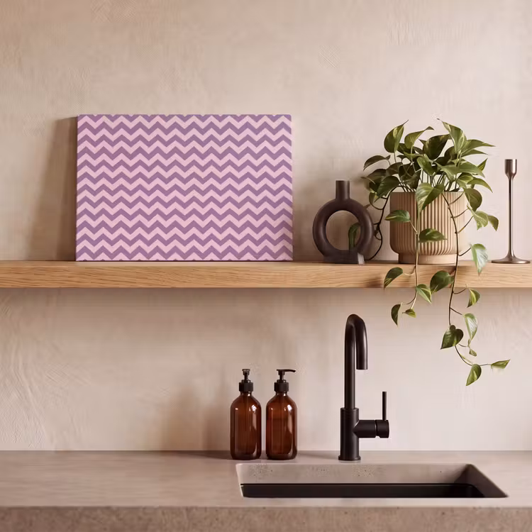 Canvas schilderij - Paars - Roze - Geometrisch - Chevron - Zigzag - Patroon — 3