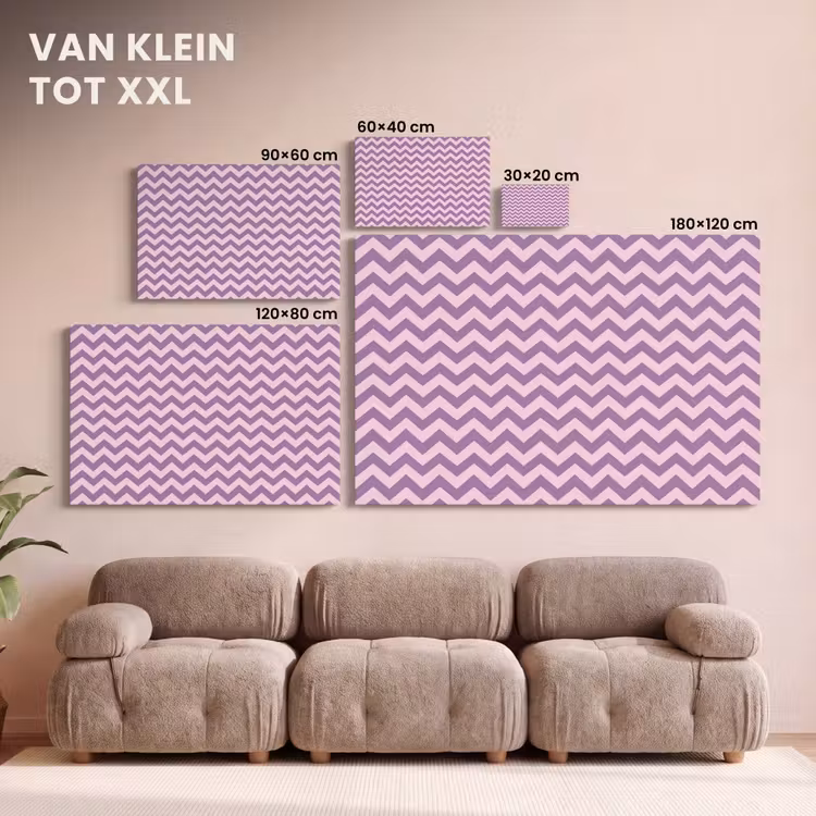 Canvas schilderij - Paars - Roze - Geometrisch - Chevron - Zigzag - Patroon — 7