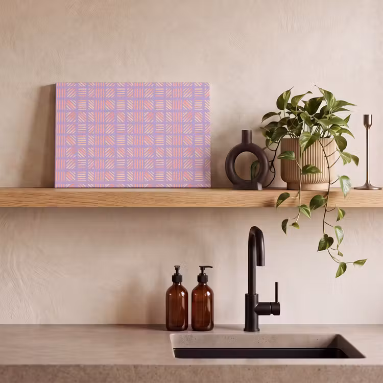 Canvas schilderij - Paars - Roze - Geometrisch - Strepen - Blokken - Patroon — 3