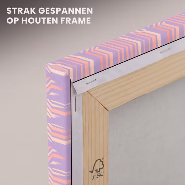Canvas schilderij - Paars - Roze - Geometrisch - Strepen - Blokken - Patroon — 6