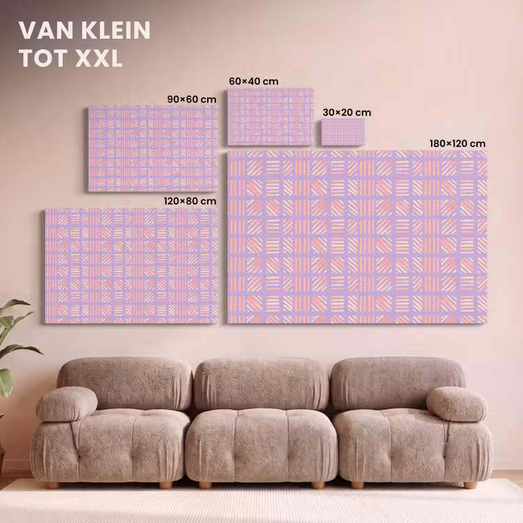 Canvas schilderij - Paars - Roze - Geometrisch - Strepen - Blokken - Patroon — 7
