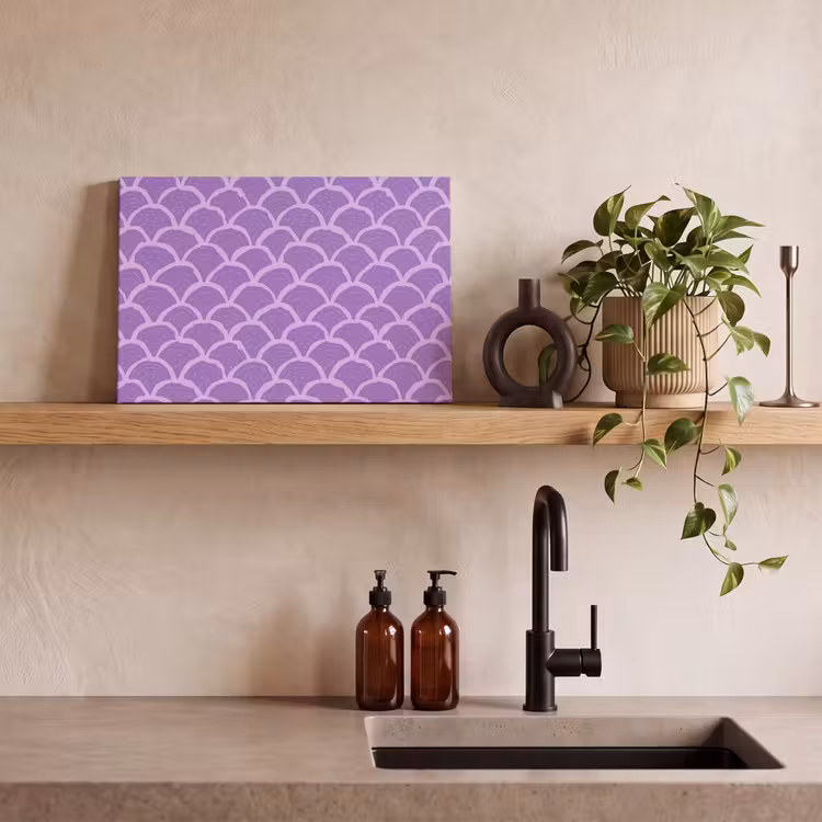 Canvas schilderij - Paars - Schubber - Schelpen - Handgetekend - Patroon — 3