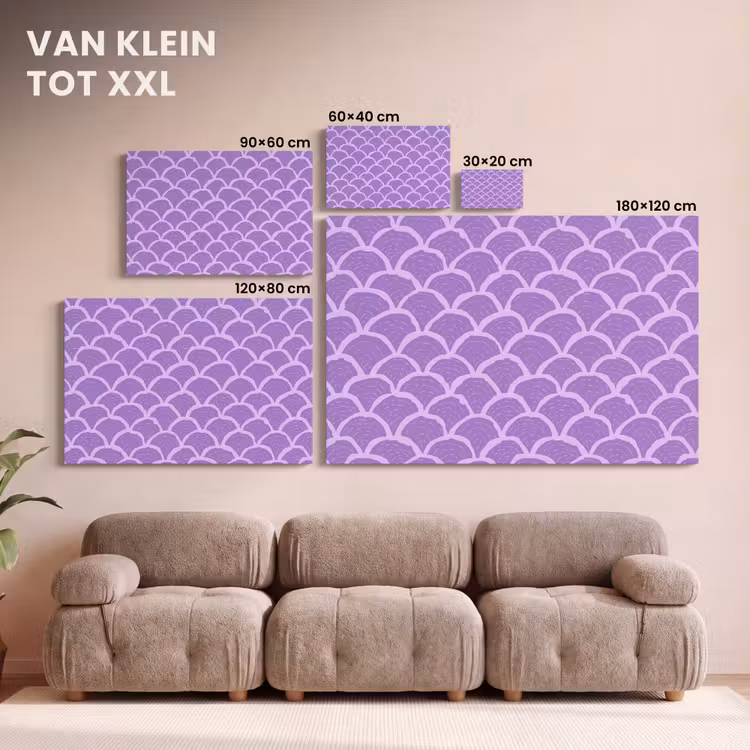 Canvas schilderij - Paars - Schubber - Schelpen - Handgetekend - Patroon — 7