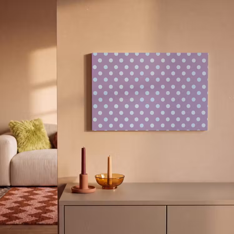 Canvas schilderij - Paars - Blauw - Geometrisch - Stippen - Polka Dot - Patroon — 1
