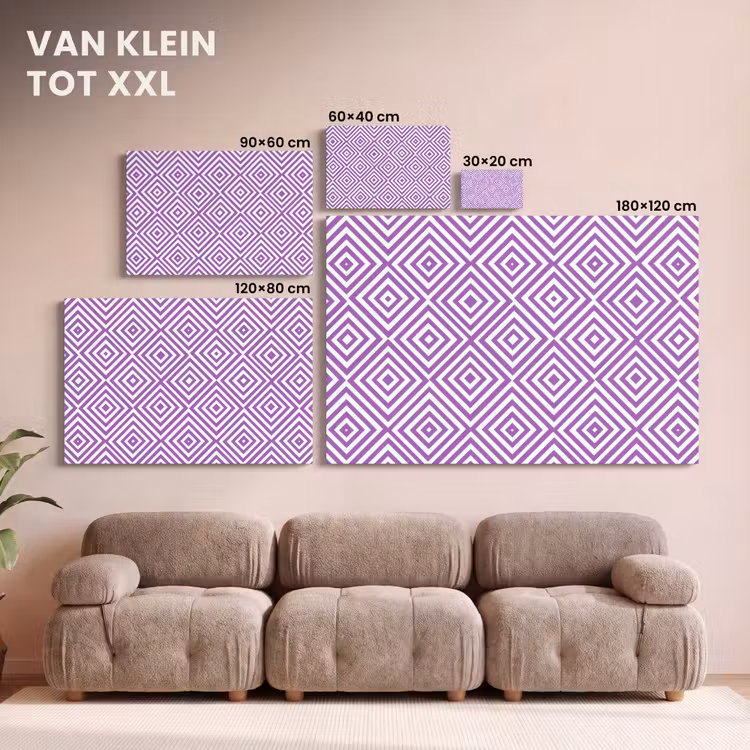 Canvas schilderij - Paars - Geometrisch - Ruiten - Concentrisch - Patroon — 7