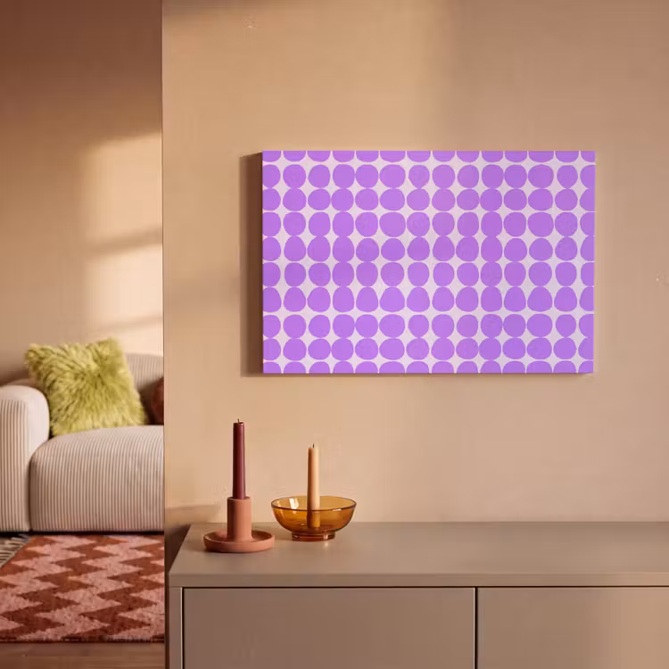 Canvas schilderij - Paars - Geometrisch - Stippen - Polka Dot - Patroon — 1