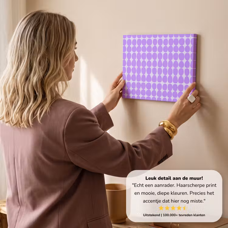 Canvas schilderij - Paars - Geometrisch - Stippen - Polka Dot - Patroon — 2