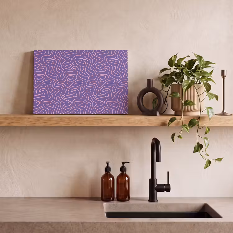 Canvas schilderij - Paars - Roze - Abstract - Lijnen - Doolhof - Patroon — 3